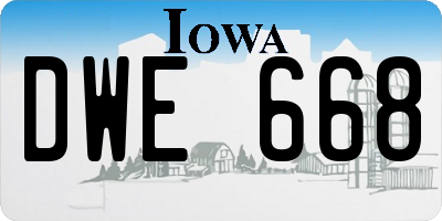 IA license plate DWE668