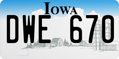 IA license plate DWE670