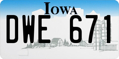 IA license plate DWE671