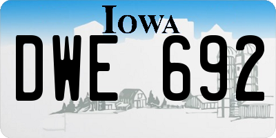 IA license plate DWE692