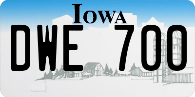 IA license plate DWE700