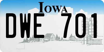 IA license plate DWE701