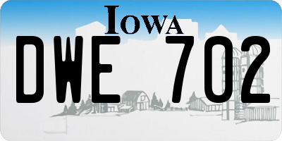 IA license plate DWE702