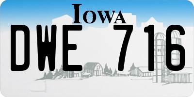 IA license plate DWE716