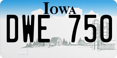 IA license plate DWE750