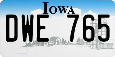 IA license plate DWE765