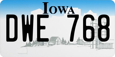 IA license plate DWE768