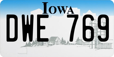 IA license plate DWE769