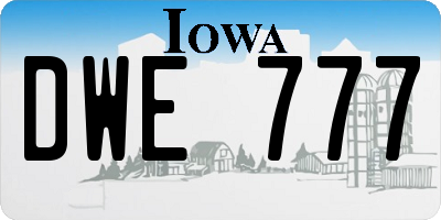 IA license plate DWE777