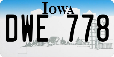 IA license plate DWE778