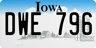 IA license plate DWE796