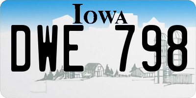 IA license plate DWE798