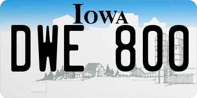 IA license plate DWE800