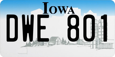 IA license plate DWE801