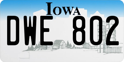 IA license plate DWE802