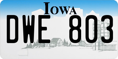 IA license plate DWE803