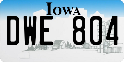 IA license plate DWE804