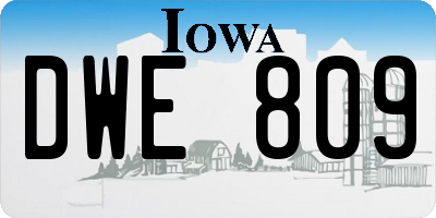 IA license plate DWE809