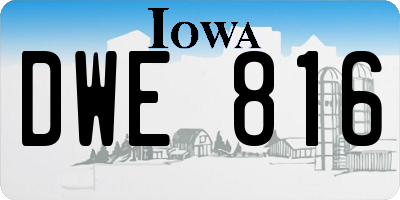 IA license plate DWE816