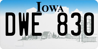 IA license plate DWE830