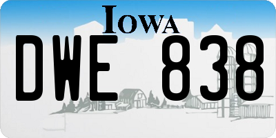 IA license plate DWE838