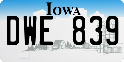 IA license plate DWE839