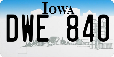 IA license plate DWE840