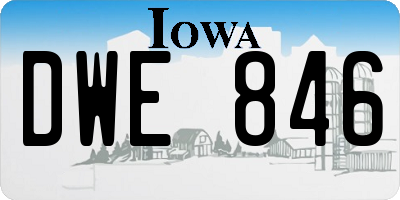 IA license plate DWE846