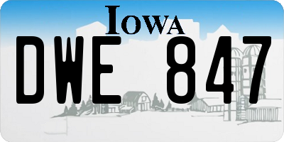 IA license plate DWE847