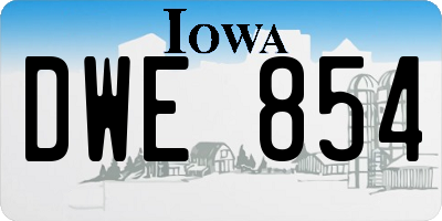 IA license plate DWE854