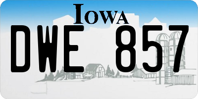 IA license plate DWE857