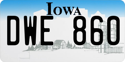 IA license plate DWE860