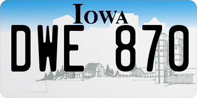 IA license plate DWE870