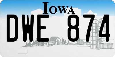 IA license plate DWE874