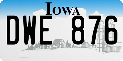 IA license plate DWE876