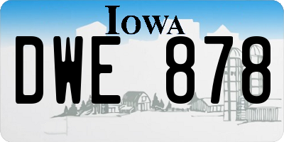 IA license plate DWE878