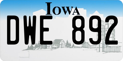 IA license plate DWE892