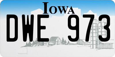 IA license plate DWE973