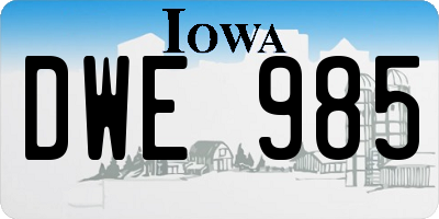 IA license plate DWE985