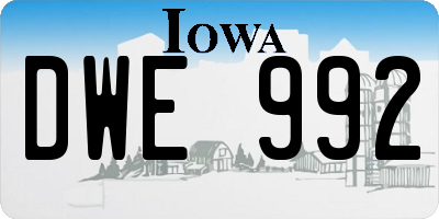 IA license plate DWE992