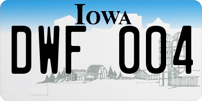 IA license plate DWF004