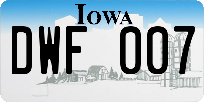 IA license plate DWF007