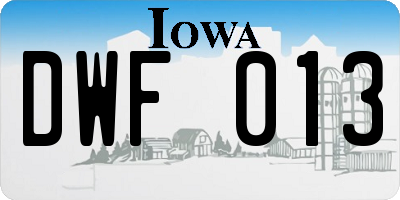 IA license plate DWF013