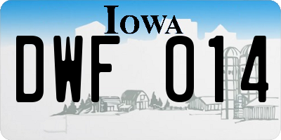 IA license plate DWF014