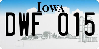 IA license plate DWF015