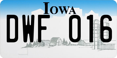 IA license plate DWF016