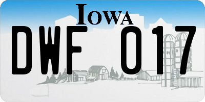IA license plate DWF017