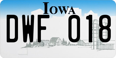 IA license plate DWF018