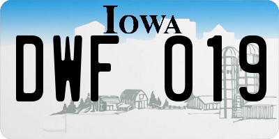IA license plate DWF019