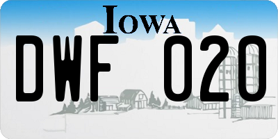 IA license plate DWF020